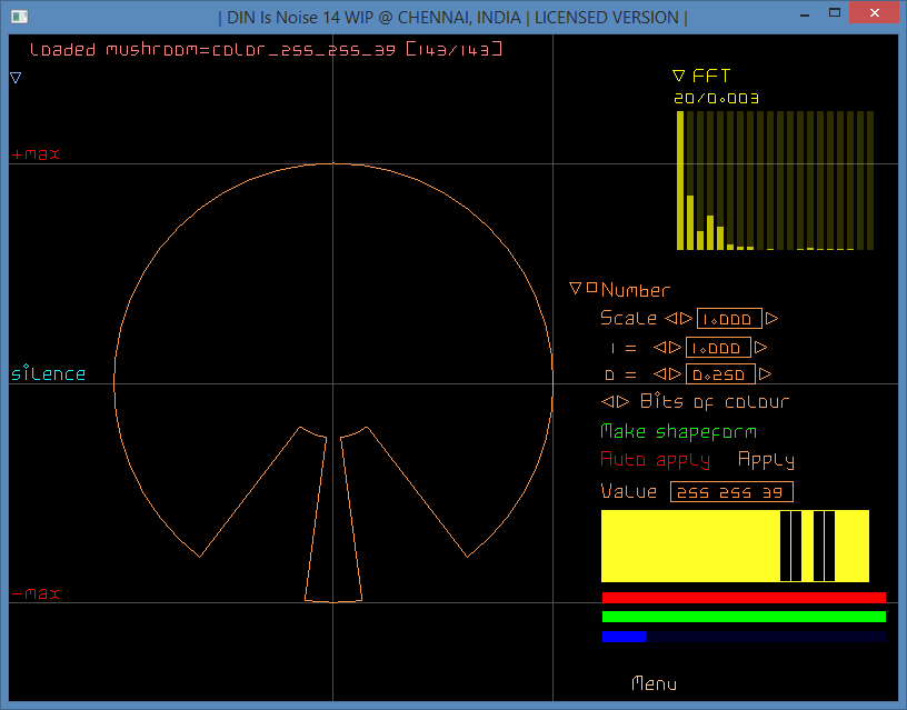 al_dinja's tweet image. color 255 255 39 results in the mushroom waveform. made using #Number plugin coming to #DIN14 #soon #synth