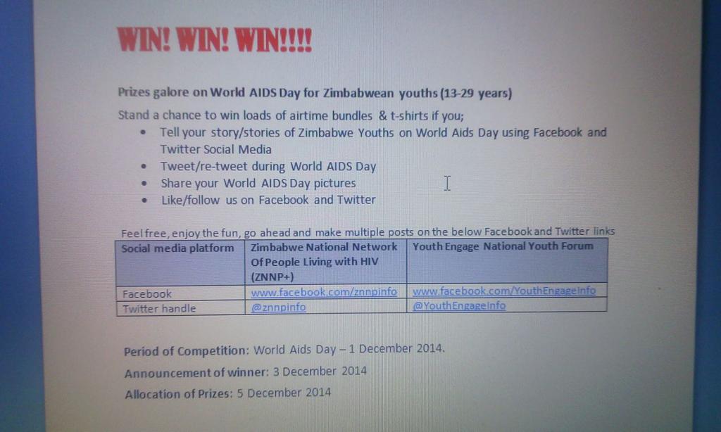 YouthEngageInfo's tweet image. #ZimYouth-WAD Competition-its yo tyme to Tweet &amp;amp; win, #innov4dev @CD2transform @bashupizim @YPNZimbabwe @ ZNNP info
