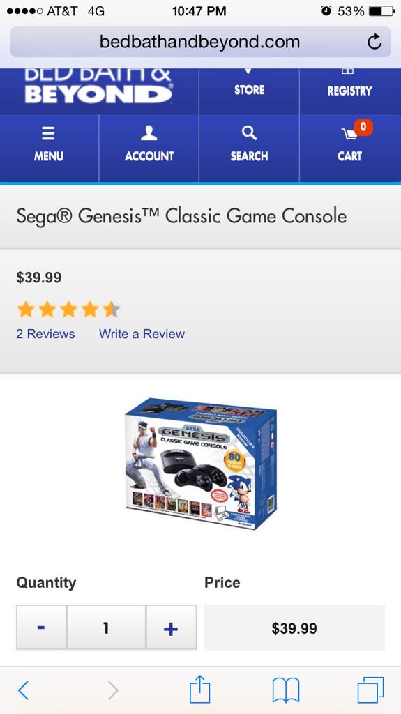 sega genesis bed bath and beyond