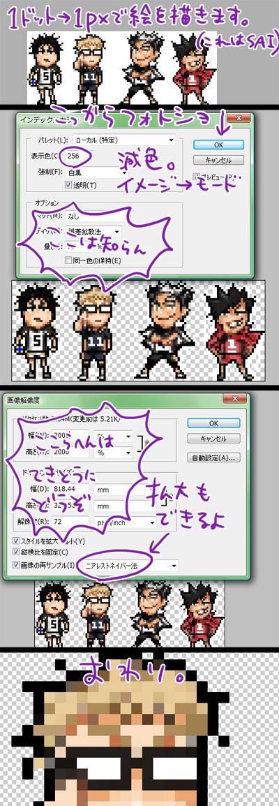 昨日のめっちゃ雑なドット絵もどきの描き方 