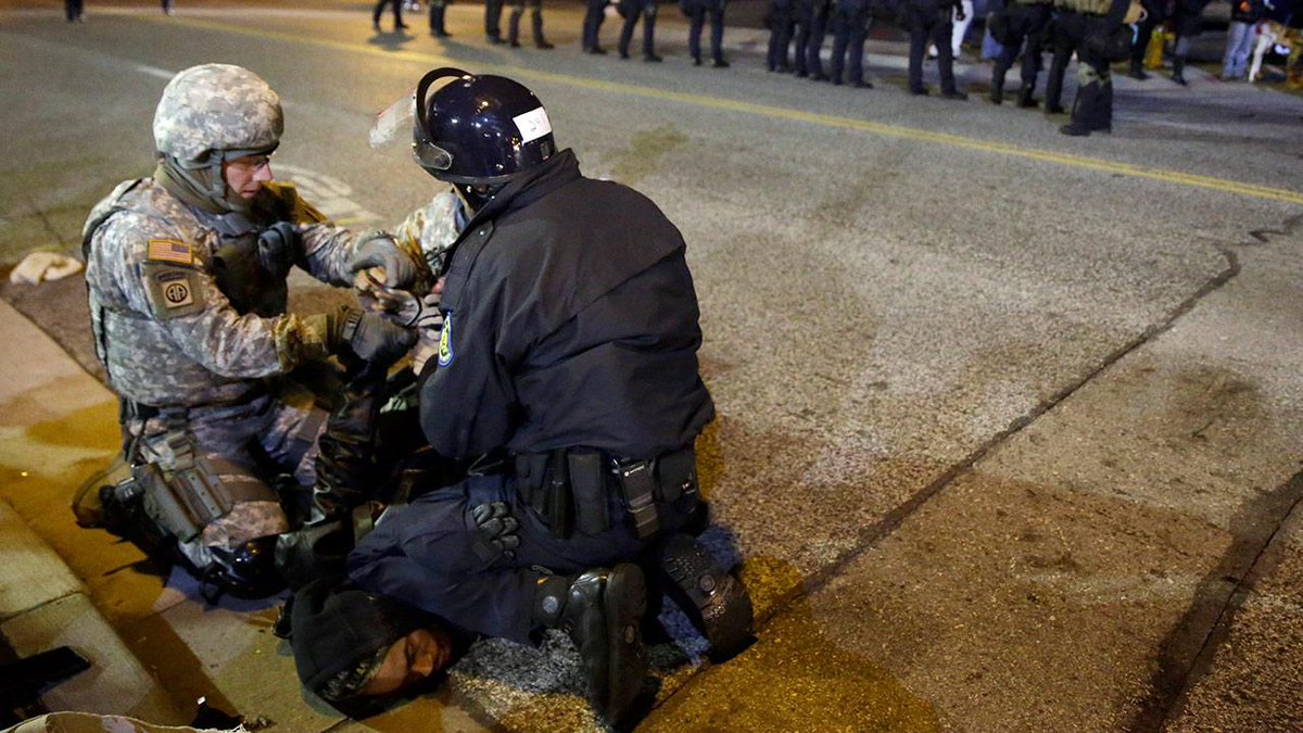 ABC7's tweet photo. FULL STORY: 15 arrested in Ferguson protests, including one for assault on officer http://t.co/M7dqfVQZ0b http://t.co/eiaQzRIIKz