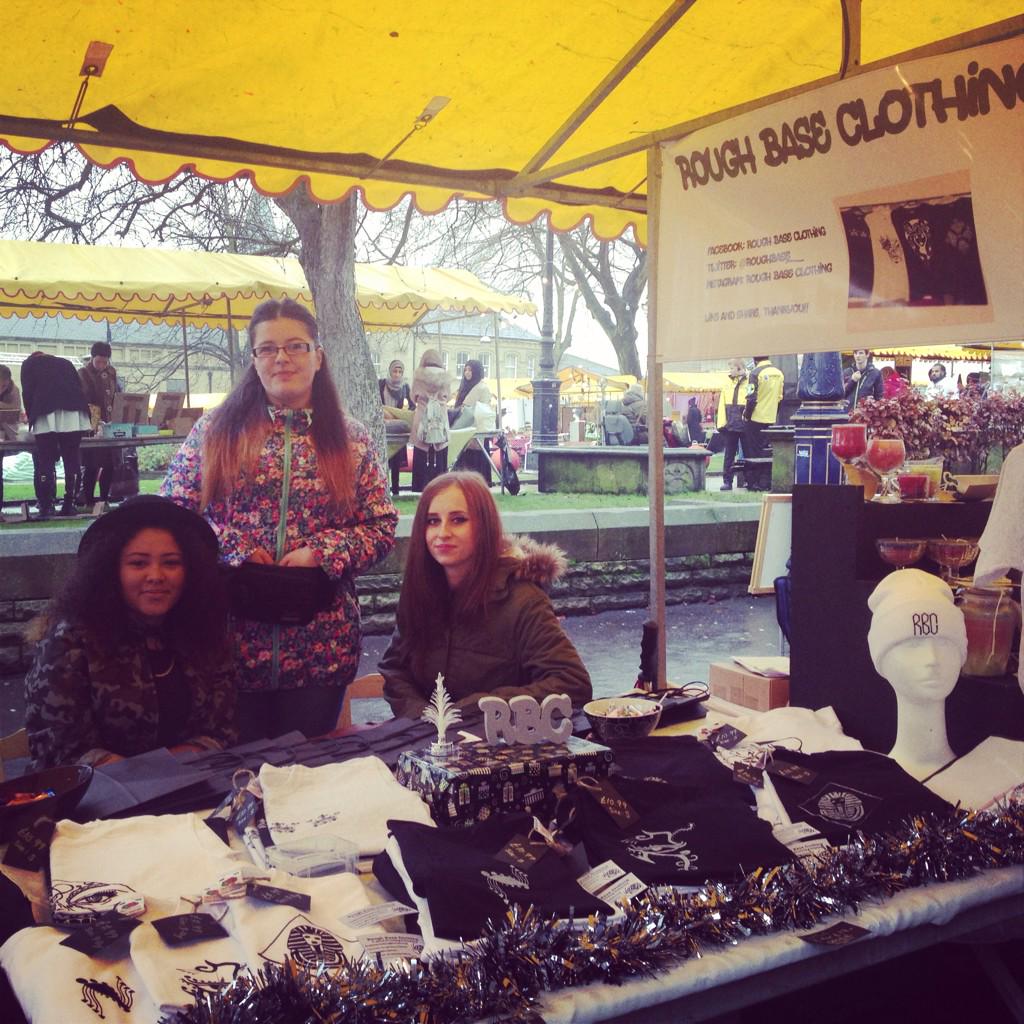 TheCMSS's tweet photo. @RoughBase_ our yr 13 students at @KirkleesCouncil #alternative #market ! Looking good girls ! Hope you sell out !!! http://t.co/XRnVo9XWws