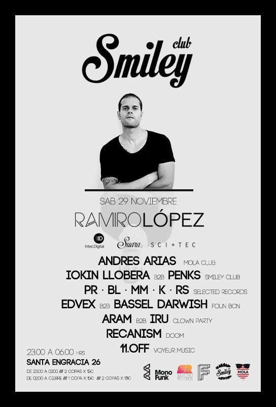 Tonight <a href="/SmileyClubdB/">Smiley Club</a> at Sala Random (Madrid) w/ <a href="/ramirolopez_/">Ramiro Lopez</a> <a href="/ANDRESARIAS_DJ/">ANDRES ARIAS</a> <a href="/PenksDeepBreath/">Dp</a> <a href="/iokinllobera/">Iokin Llobera</a> &amp; more!