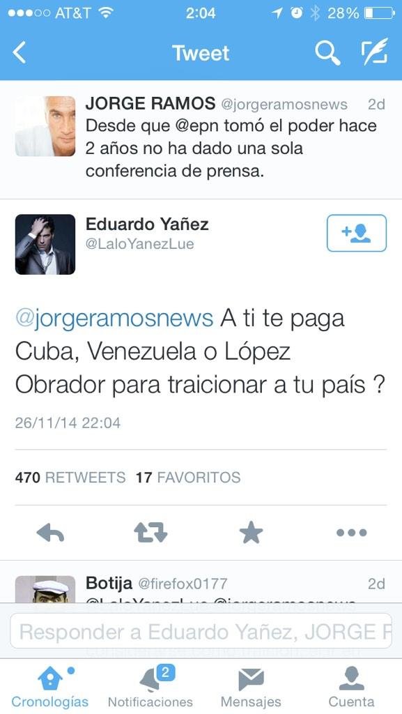 bretgar's tweet photo. Salió una vedette de Televisa a defender a @EPN si, su novia @LaloYanezLue se lanza vs el periodista @jorgeramosnews http://t.co/zxjAnPHgsu