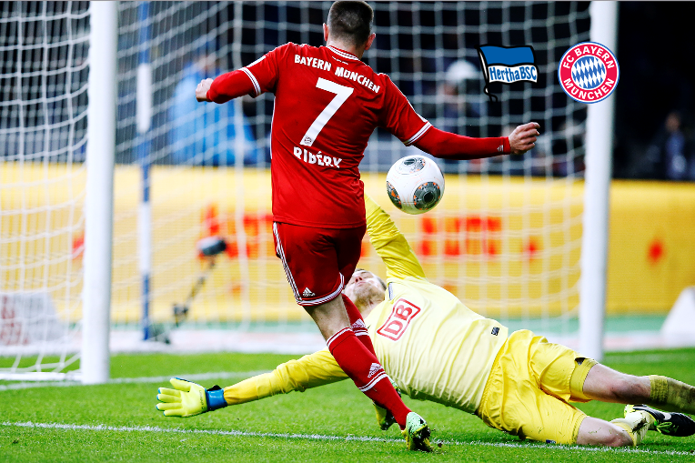 FCBayern's tweet photo. Franck #Ribéry steht vor seinem 100. Pflichtspieltor im #FCBayern-Trikot (aktuell 99). Schafft er es bei #BSCFCB? http://t.co/Y55CTPrkLW