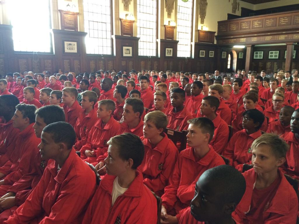 KingEdVIISchool's tweet photo. #RedOrientation new 2015 Grade 8's in school hall #redfamilywelcome @KESVIISCHOOL http://t.co/fForqNGam8
