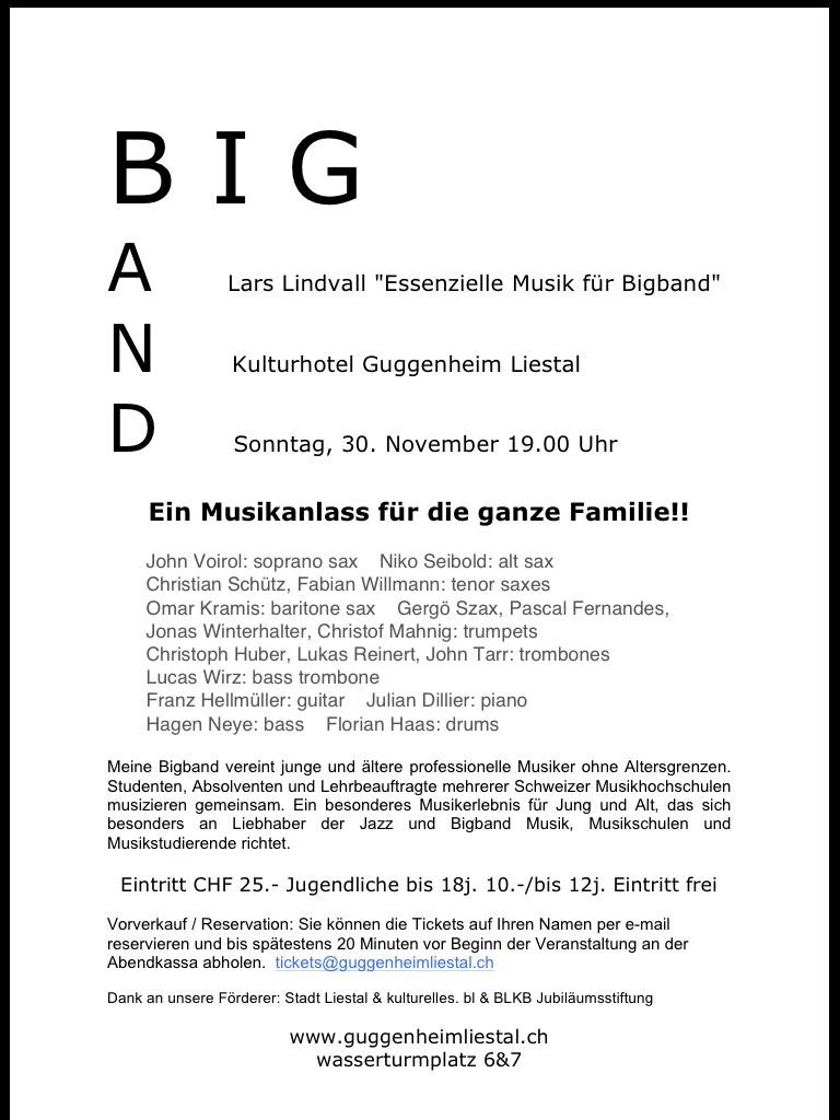morgen spiele ich mit der Lars Lindvall Big Band in Liestal.
#jazz #bigband #music