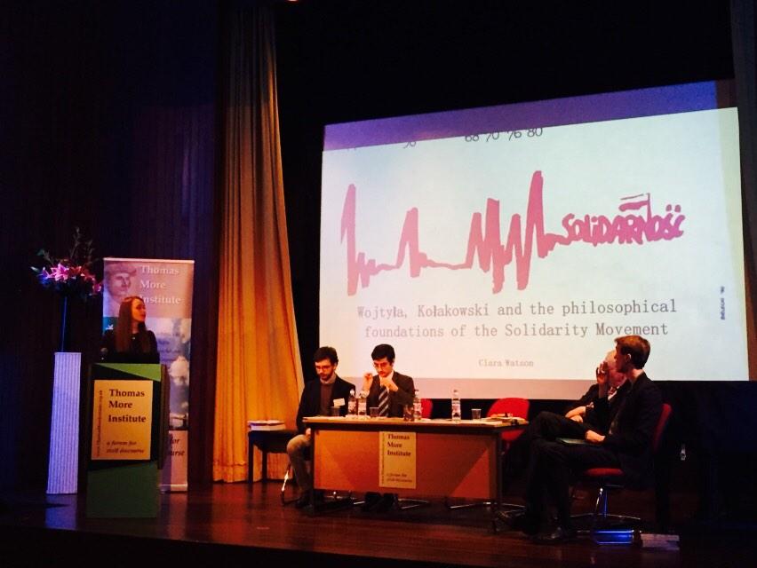EUCA_BXL's tweet photo. Clare Watson, UK speaks on the philosophical foundations of Solidarity Movement using Wojtyla and Kolakowski #fotw25 http://t.co/0Xg2qde2PK