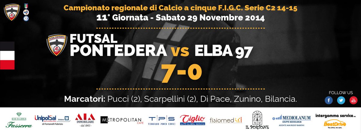 FutsalPontedera's tweet photo. Super vittoria contro l'Elba 97.
7-0 (Scarpellini 2, Pucci 2, Di Pace, Zunino, Bilancia)
#futsalpontedera http://t.co/cPa5w5BiRg