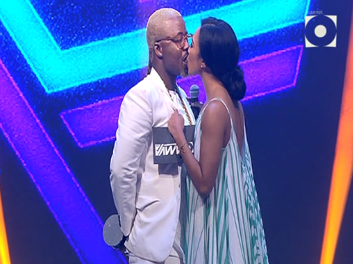 ChannelOTV's tweet photo. No one was EVER ready for this kiss on the #CHOAMVA14 stage! @CassperNyovest and co-presenter @AmandaDupont #TurnUp http://t.co/mVRFfAT80j