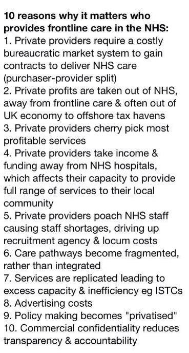 cpeedell's tweet photo. Because he says "it doesn't matter who provides NHS care, as long as it's free at the point of use", #CameronMustGo http://t.co/JqXf10hGI6