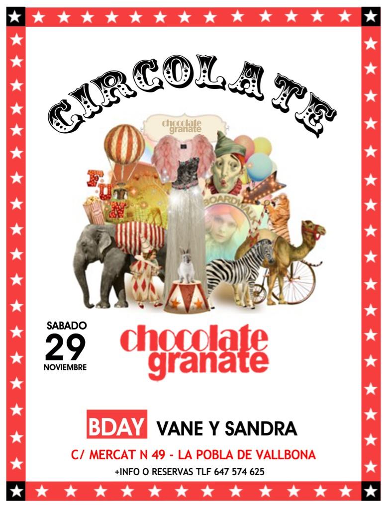 chocolategranat's tweet photo. Esta noche CIRCOLATE en chocolategranate!!! Además B-day Vane y Sandra!!! No te lo pierdas!!! http://t.co/pxVTCDVwSa