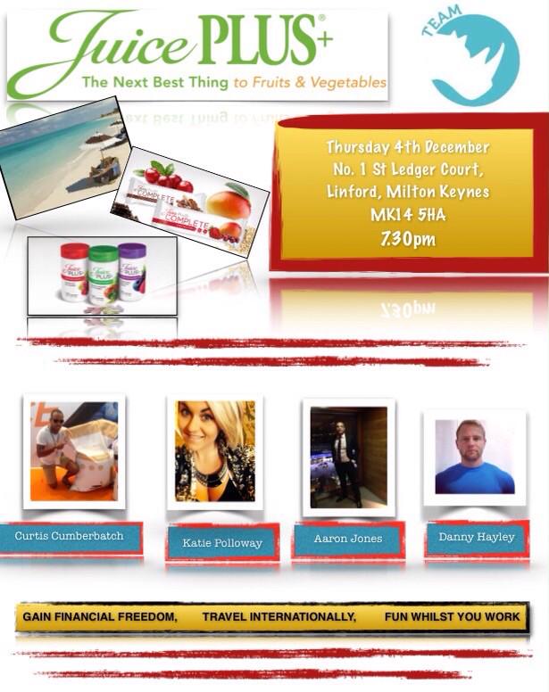 katiepolx's tweet photo. Come along to discover how you can improve your health and wealth! Everyone welcome π #MiltonKeynes #JuicePlusEvent http://t.co/yimpInm9Xm