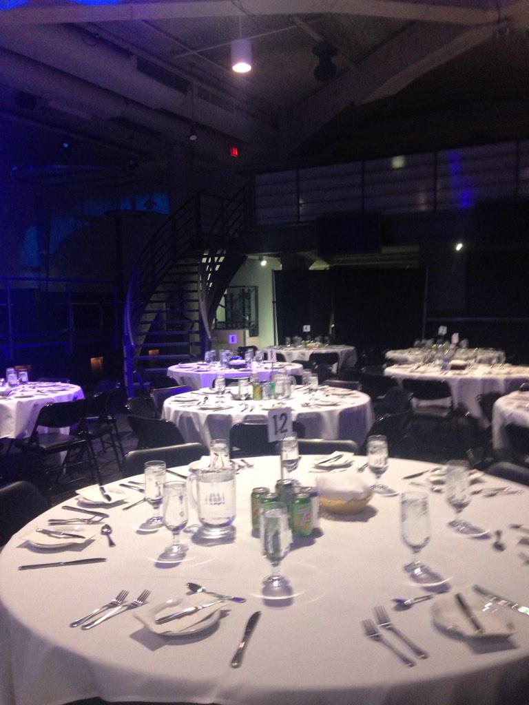 am_kdev's tweet photo. Dinner venue is almost ready and trophies waiting to be claimed #RISE2014 #GoBeyond http://t.co/pLVNoDQvnD