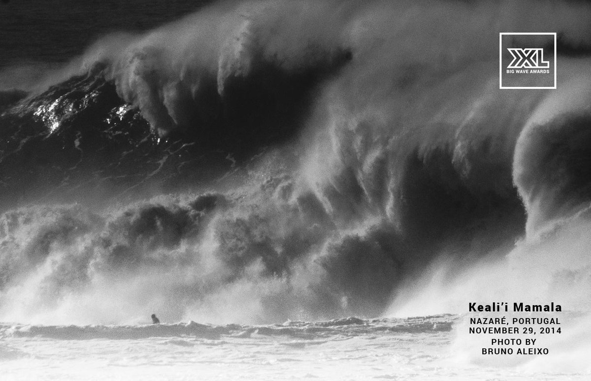Look closely and see a tiny human amid the fury at Nazare, Portugal. More on today's drama at Facebook.com/xxl