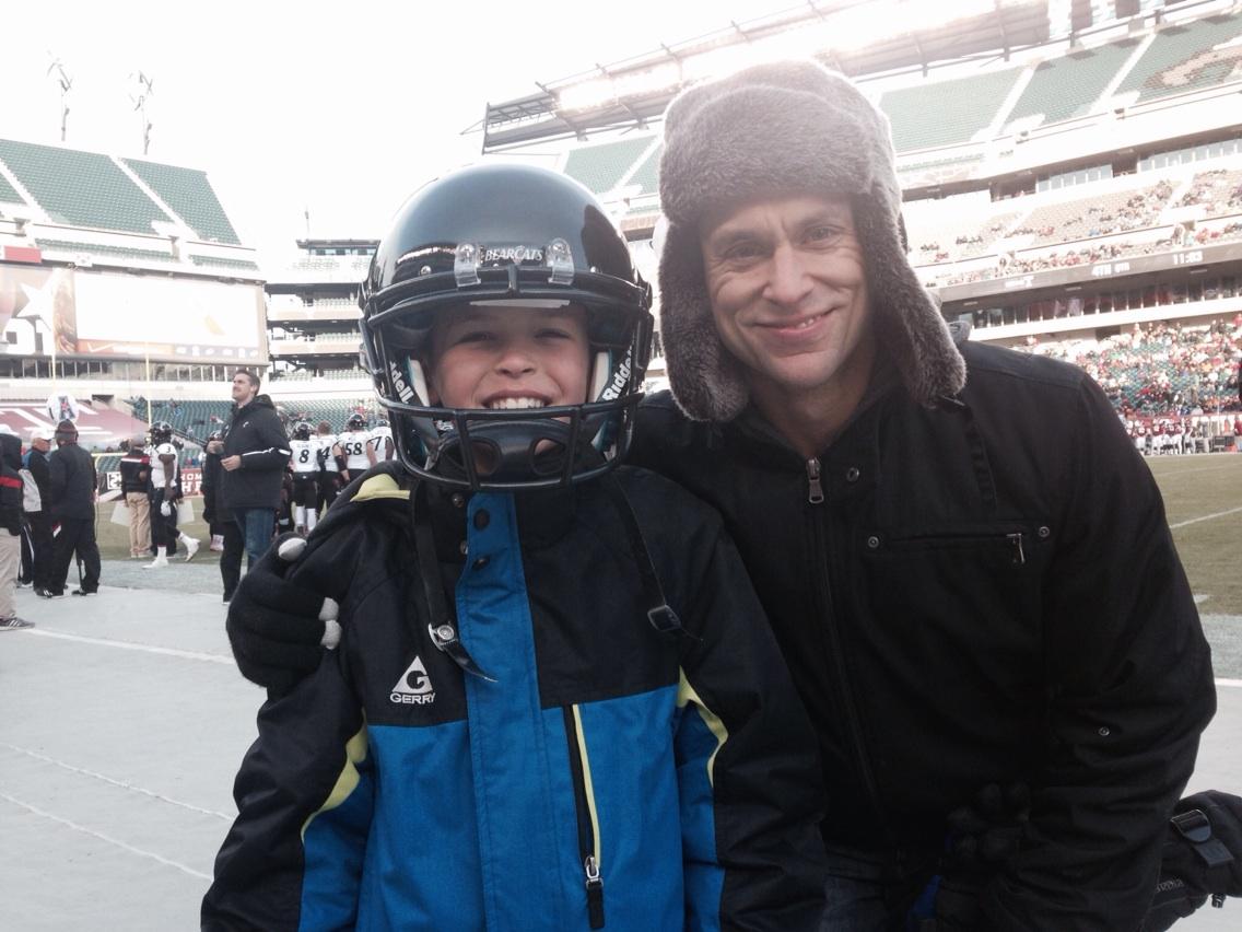 JustinFatica's tweet image. Jo Jo and Dad at the Bearcats game. They were going to put Joseph in the game. He is too scary they said.