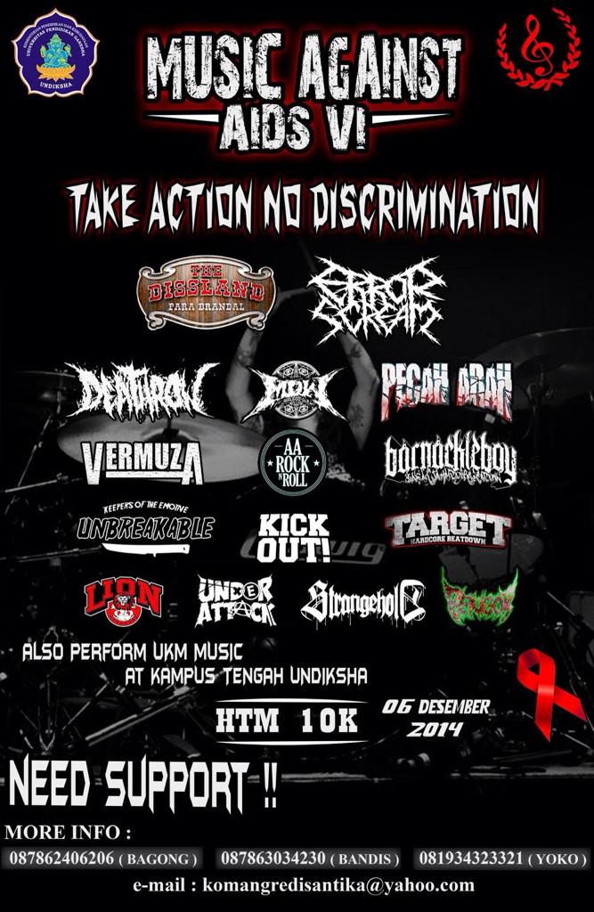 "MUSIC AGAINTS AIDS VI" 6/12/2014 at Lapangan Tengah Undhiksa. <a href="/target_hc/">TARGET_HC</a> <a href="/UNBREAKABLE_HC/">UNBREAKABLE</a> <a href="/PecahArah/">Pecah Arah Metalcore</a>