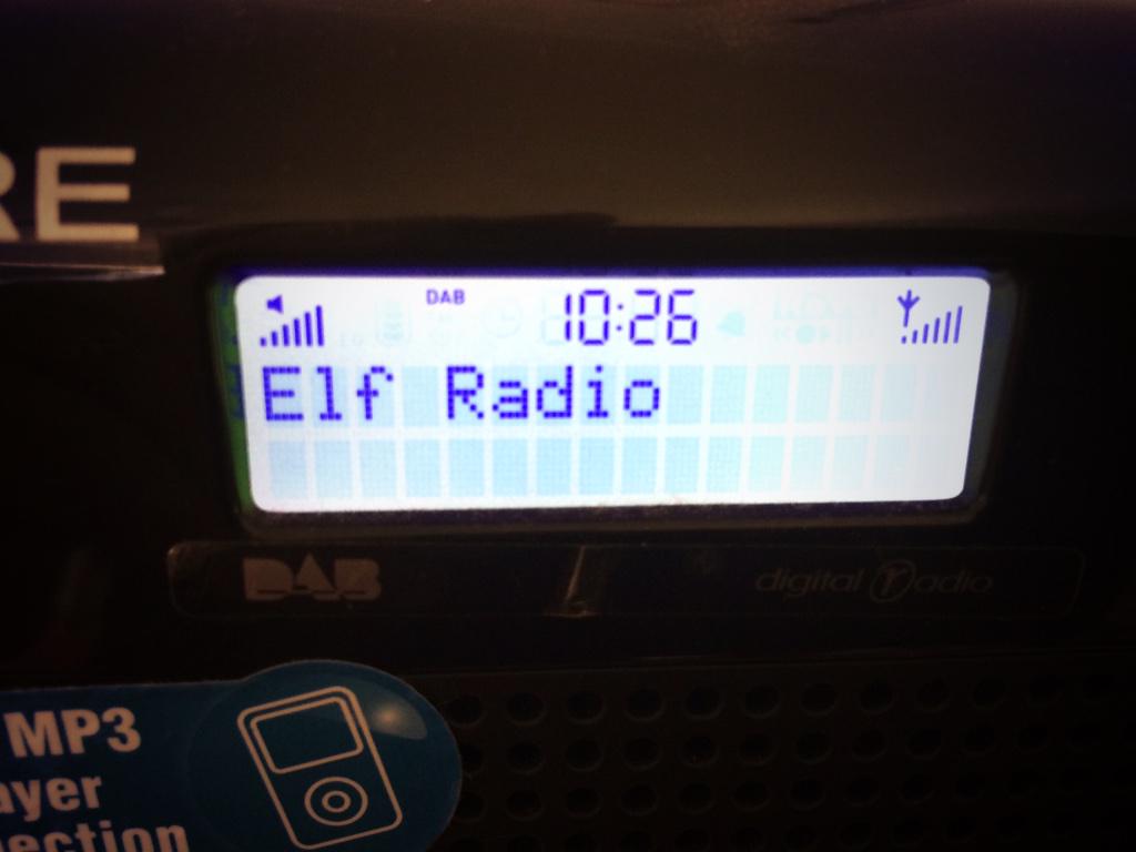 Anne_OKeeffe's tweet photo. Had to retune my digital radio first but now @elfradio is cranking as we put up the #Christmas tree and decorations http://t.co/rwLtJHeX1w