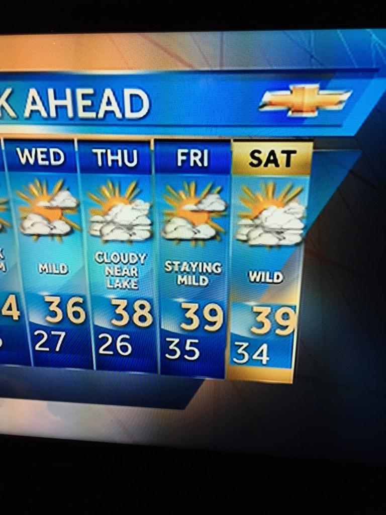 kate0706's tweet photo. The weather will be WILD on Saturday haha ...what exactly does that mean?! @ChrisGloninger http://t.co/5FhFzYxtLB