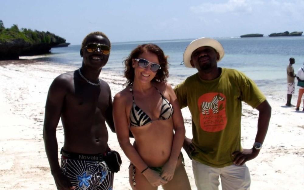 Housewife couple beach otngagged