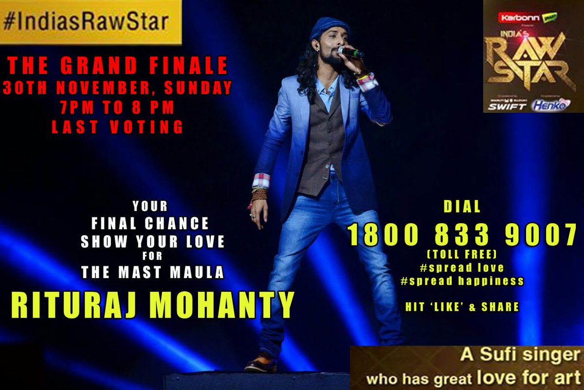 sameet82's tweet photo. @rituraj_rawstar dial a missed call to 1800 833 9007 to make Rituraj @rituraj_rawstar winner of @indiasrawstars http://t.co/4Vk1nL4Hq5