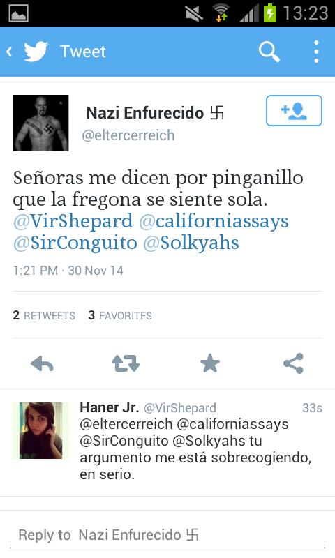 ivversss's tweet photo. Cuando un machista se ofende y no tiene argumentos http://t.co/saPYS2MP3j