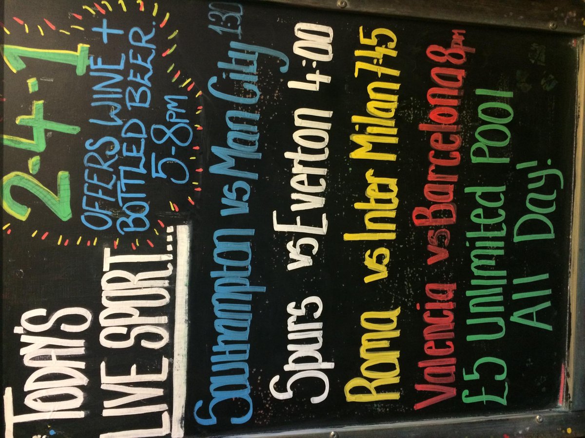 #mancity &amp; #everton both in action today, so come down for £5 unlimited #pool and get our 241 offers from 5pm #beer