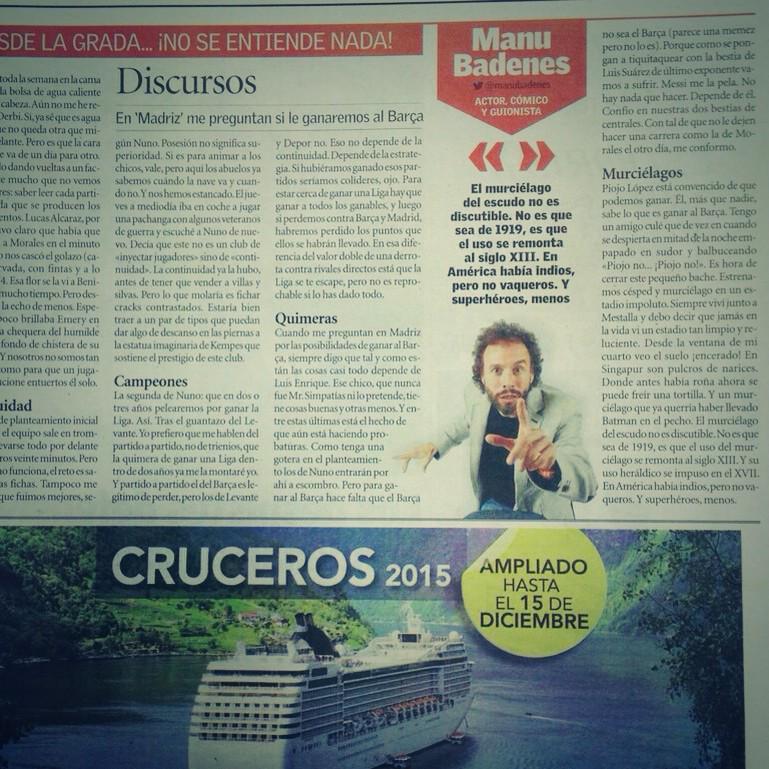 manubadenes's tweet photo. Mi artículo del domingo en @superdeporte_es: 
Hoy llega el Barça a Mestalla y lo recibimos con las alas abiertas http://t.co/VSN2D2ZaYU
