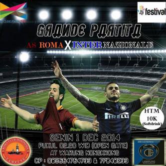 MartinnuzRyan's tweet photo. Nobar Roma vs INTER @Waroengnongkrong 02.30 WIB http://t.co/2OPrmSA1TR