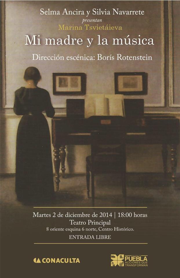 PueblaMuseos's tweet photo. "Mi madre y la música". Propuesta escénica, musical y literaria. Martes 2 de diciembre, 6 pm en Teatro Principal. http://t.co/xdHHnqMGkO