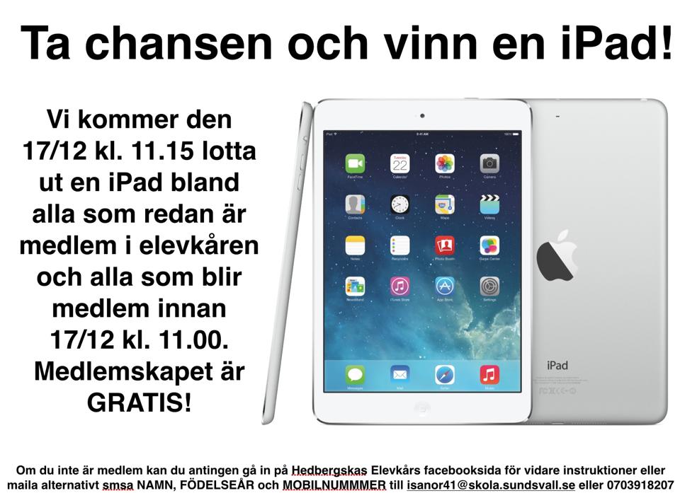 HBelevkar's tweet image. Ta chansen och vinn en iPad kära medlemmar i Hedbergskas elevkår!