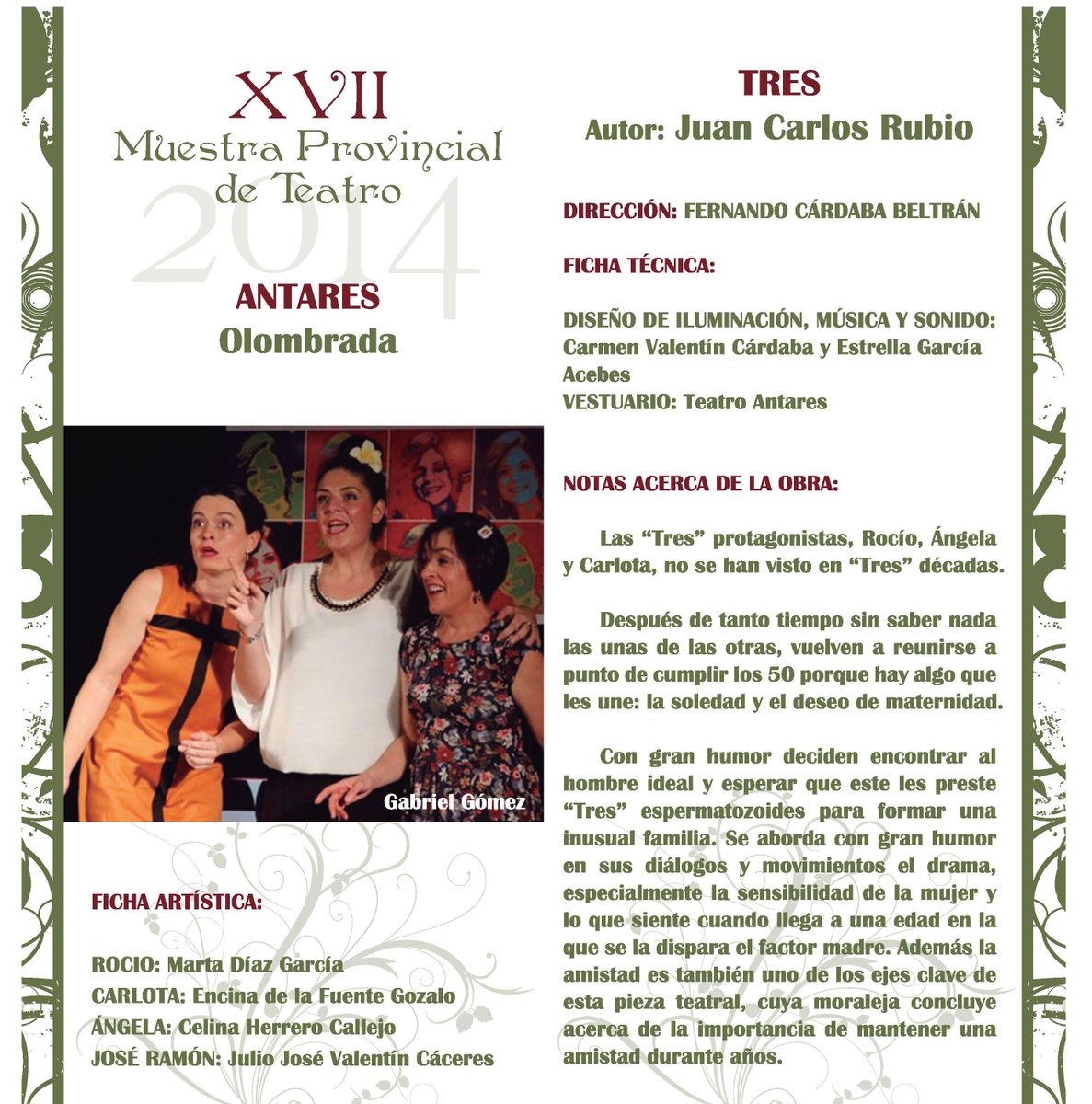 DipuSG's tweet photo. Hoy última representación, a las 20:30 h, #endirecto "Tres" interpretada por Antares de Olombrada #teatroprovincial http://t.co/7wqO3Cd9sT