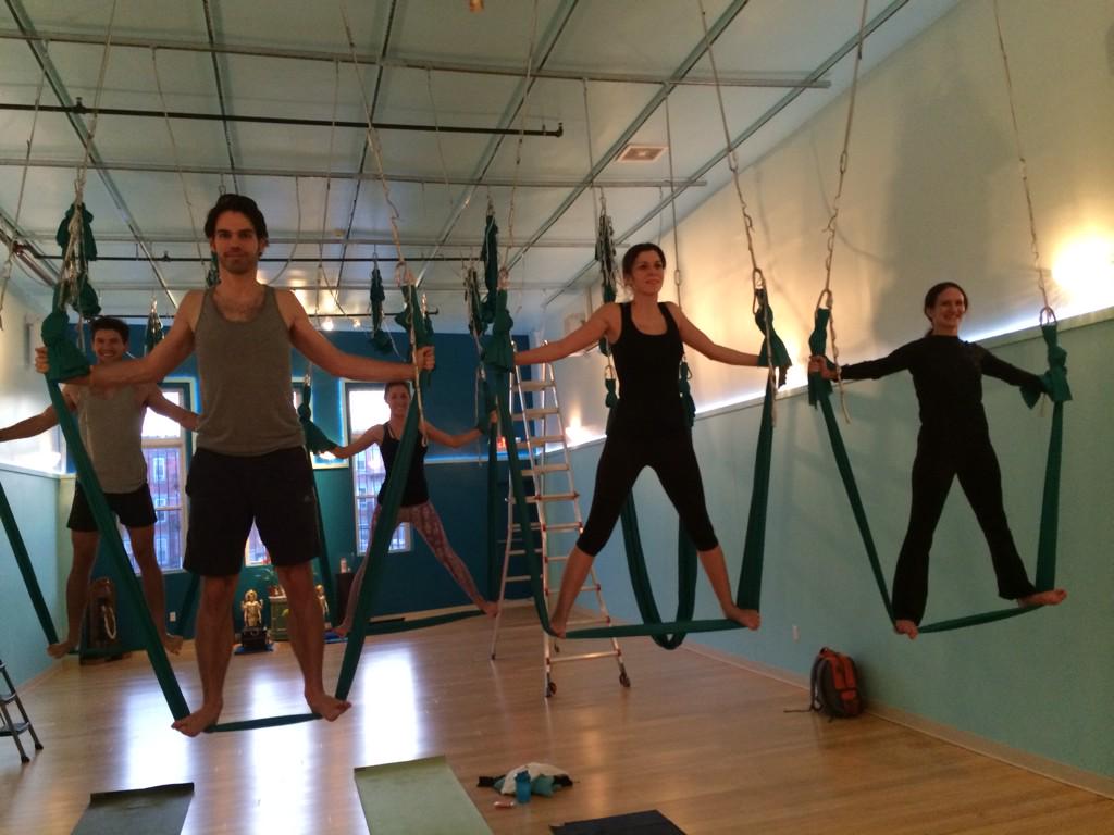 lisatini's tweet photo. Getting ready to fly today at 3pm @JivamuktiJersey! Here's a look at last weeks Sunday class! Ear to ear smiles! http://t.co/Vly7ijZxo8