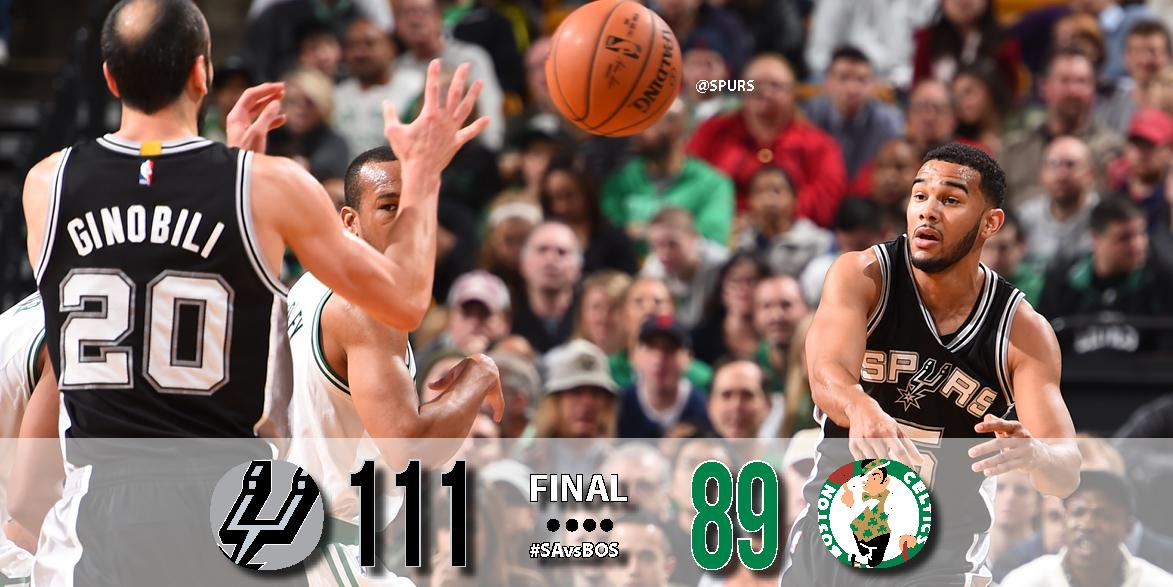 atulgirishkumar's tweet photo. Ayres with a dunk to close it out! That's 7 in a row for the Spurs! Final from Boston: 111-89. #SAvsBOS http://t.co/T6qAxeQYsu
