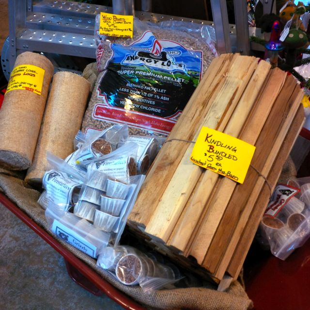 Keep the home fires burning! Bay Hay has kindling, logs, firestarters and pellets to keep you warm.