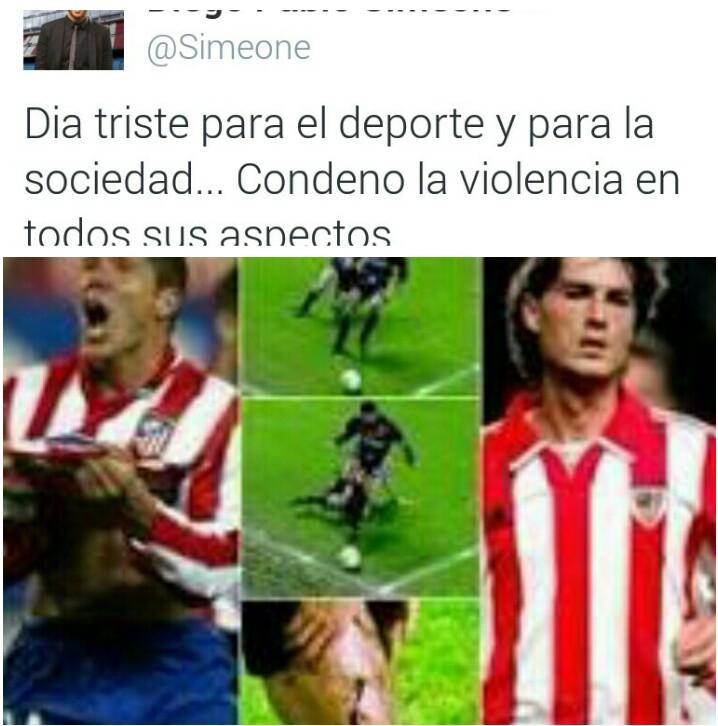 BlogAthletic's tweet photo. Lo que viene siendo las dos caras de la misma moneda @Simeone #NoALaViolenciaEnElFutbol http://t.co/sNtc37bQmL
