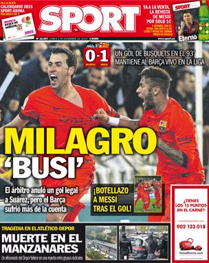 Portada de Sport del 1 de Diciembre