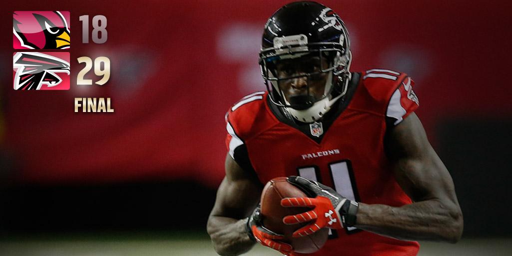 NFL's tweet image. 10 catches, 189 yards, 1 TD for JULIOOOOOOOOO. #AZvsATL