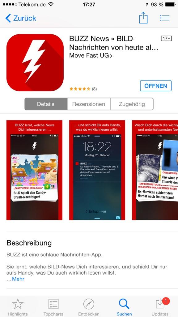 KaiDiekmann's tweet photo. Ab heute neu von @BILD: BUZZ - die Nachrichten-App, die lernt, welche Nachrichten Sie wirklich interessieren! http://t.co/Z0GVTahTJj