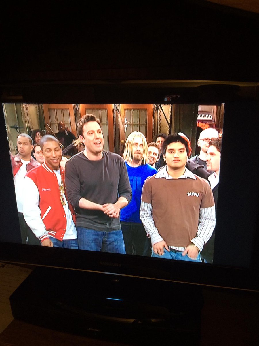 SpymobTheBand's tweet photo. Thanks NBC for replaying SNL season 29, episode 15, March 13, 2004. Affleck + N*E*R*D. Oh what a night… http://t.co/npvrsBRpq6
