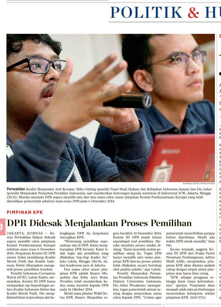 TheodoraPutri's tweet photo. Setuju, segera pilih calon pimpinan KPK. @dioashar @MaPPI_FHUI http://t.co/R3J2SIOa6j