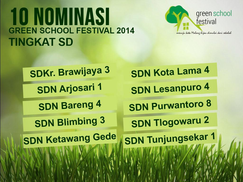 Selamat untuk 10 Nominasi #GreenSchoolFest tingkat SD #Latepost