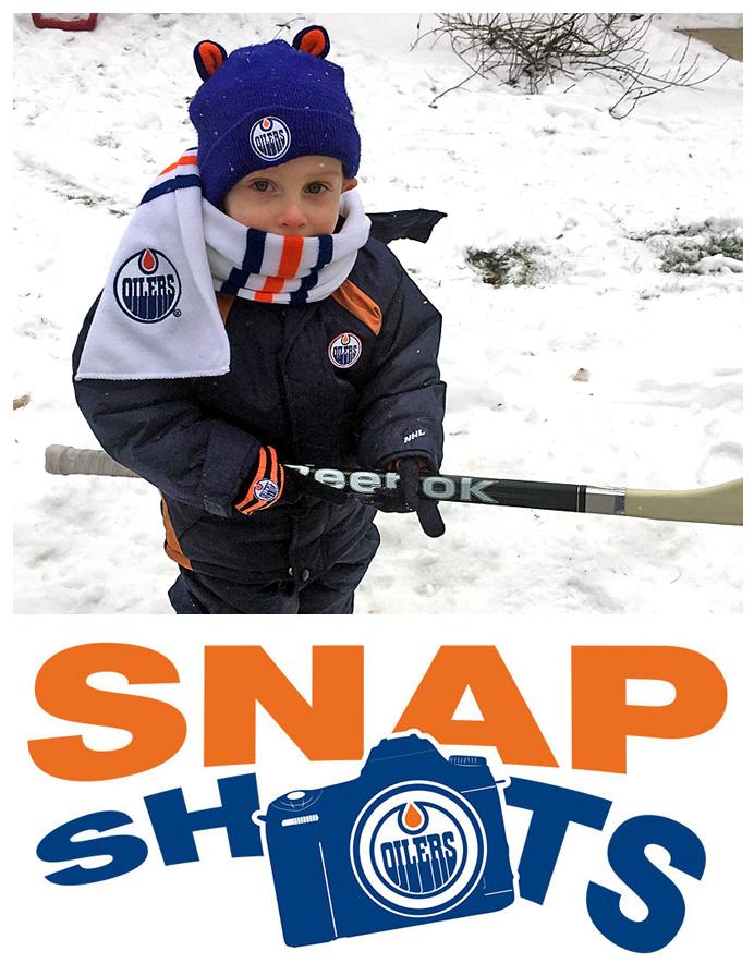 EdmontonOilers's tweet photo. It may have been #snowmageddon in #OilCountry, but that didn't stop Julie Pilgrim's little man! #OilersSnapshots http://t.co/liw3nRtOGD