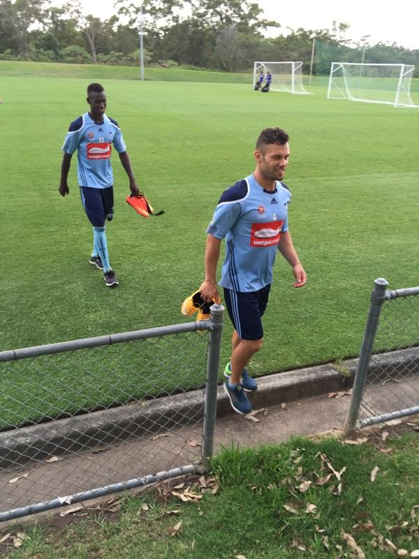 SydneyFC's tweet photo. Goal scorer @bernieibini &amp; goal stopper @Pedjbojic after training! Next up @PerthGloryFC on Thursday #SydneyIsSkyBlue http://t.co/diPrGp37xT