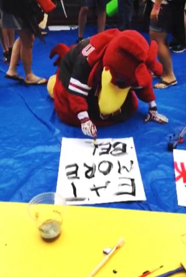 KarlyeRae's tweet photo. @Cocky2001 favorite thanksgiving tradition is telling people not to eat him #CapitalOneCocky http://t.co/LQpe0BAmwf