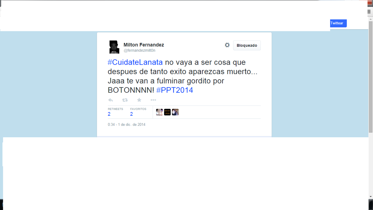 SillviaBak's tweet photo. A los que amenazan de #Muerte se los reporta como corresponde. http://t.co/gMgUp02399
