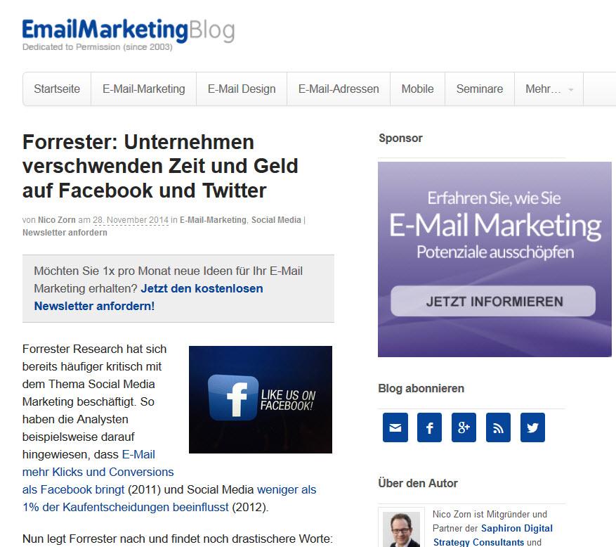 SchwartzSPR's tweet image. &quot;Emailmarketing schlägt #Facebook&quot;, zitiert der #EmailMarketingBlog eine #Forrester Studie wpu.ir/m29a5