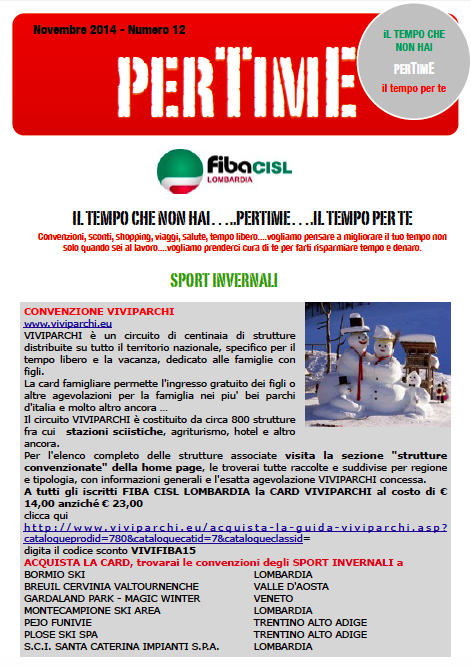 FirstLombardia's tweet photo. #pertime di novembre! le convenzioni per gli iscritti - speciale sport invernali @CislNazionale @FibaCisl #turismo http://t.co/UjJ1i70XjI