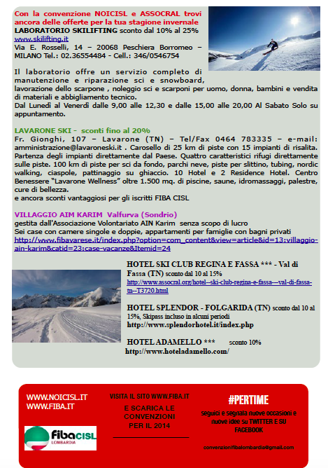 FirstLombardia's tweet photo. #pertime di novembre! le convenzioni per gli iscritti - speciale sport invernali @CislNazionale @FibaCisl #turismo http://t.co/UjJ1i70XjI