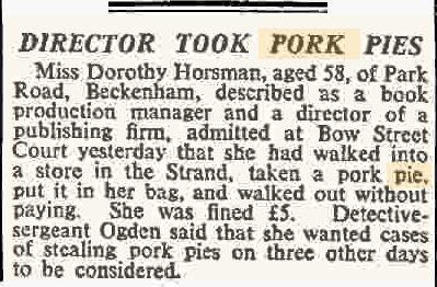TimesArchive's tweet photo. Defendant asked for three other pork pies to be taken into account (1959) http://t.co/XtCdPCc08V